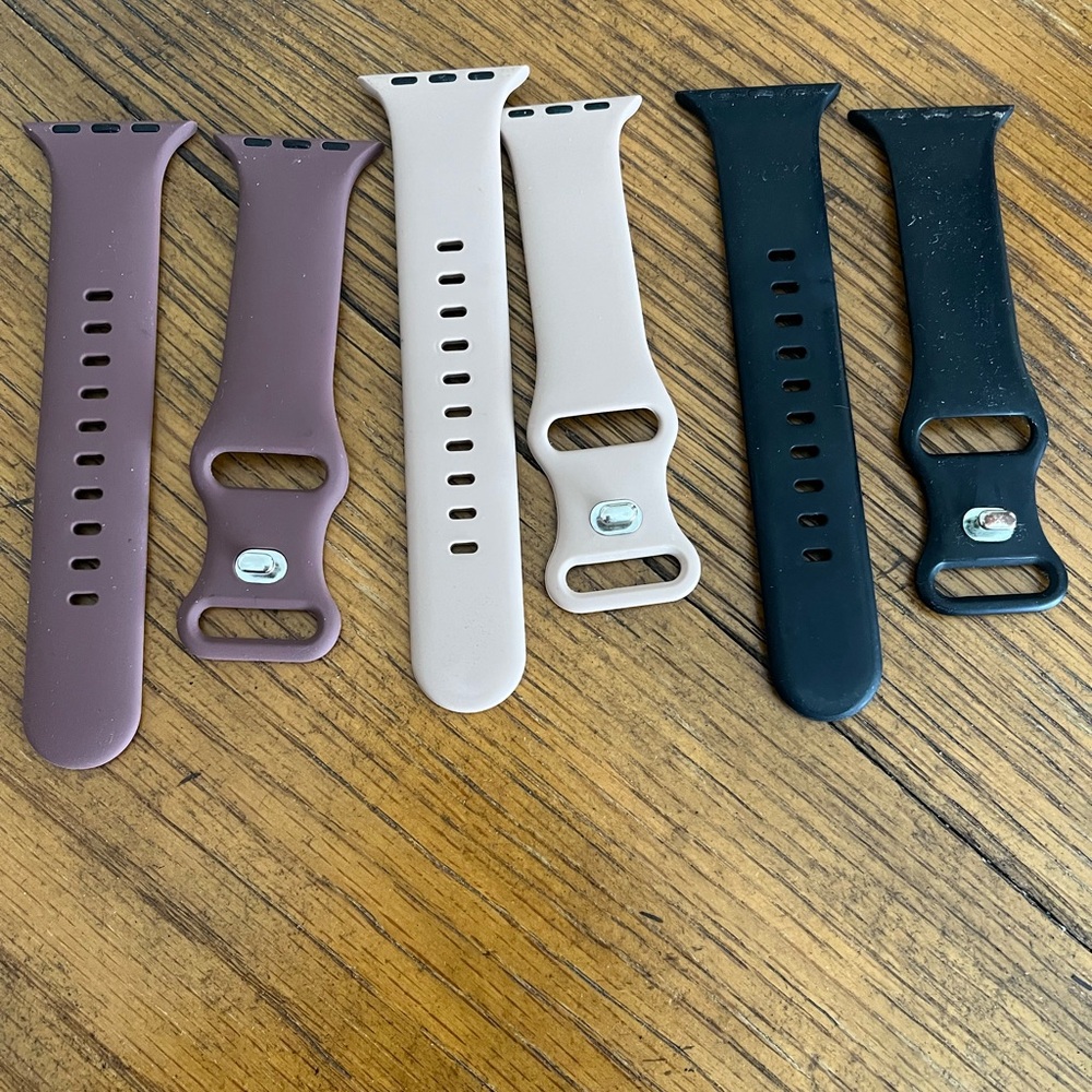Smartwatch Band Set - Black, dark mauve , and Creamish tan